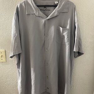 Tommy Bahama Men’s Casual Gray Button-Up Short Sleeve Silk Shirt XXXL